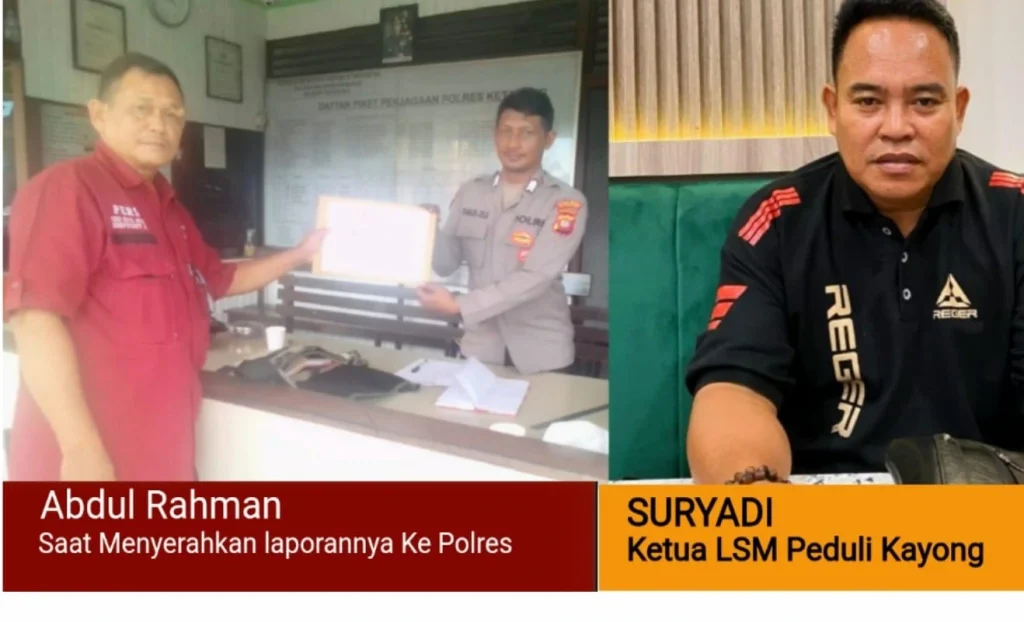 DILAPORKAN - Abdul Rahman ketika melaporkan Ketua LSM Peduli Kayong, Suryadi ke Mapolres Ketapang. IST