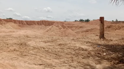 GALIAN - Aktivitas pengambilan tanah dan batuan galian C jenis kauri yang dilakukan PT Mitra Saudara Lestari (MSL) di Desa Ratu Elok Km 8. IST